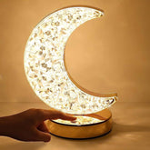 Crystal Table Lamp  Moon Shape Touch Control Lamp With 3 Color